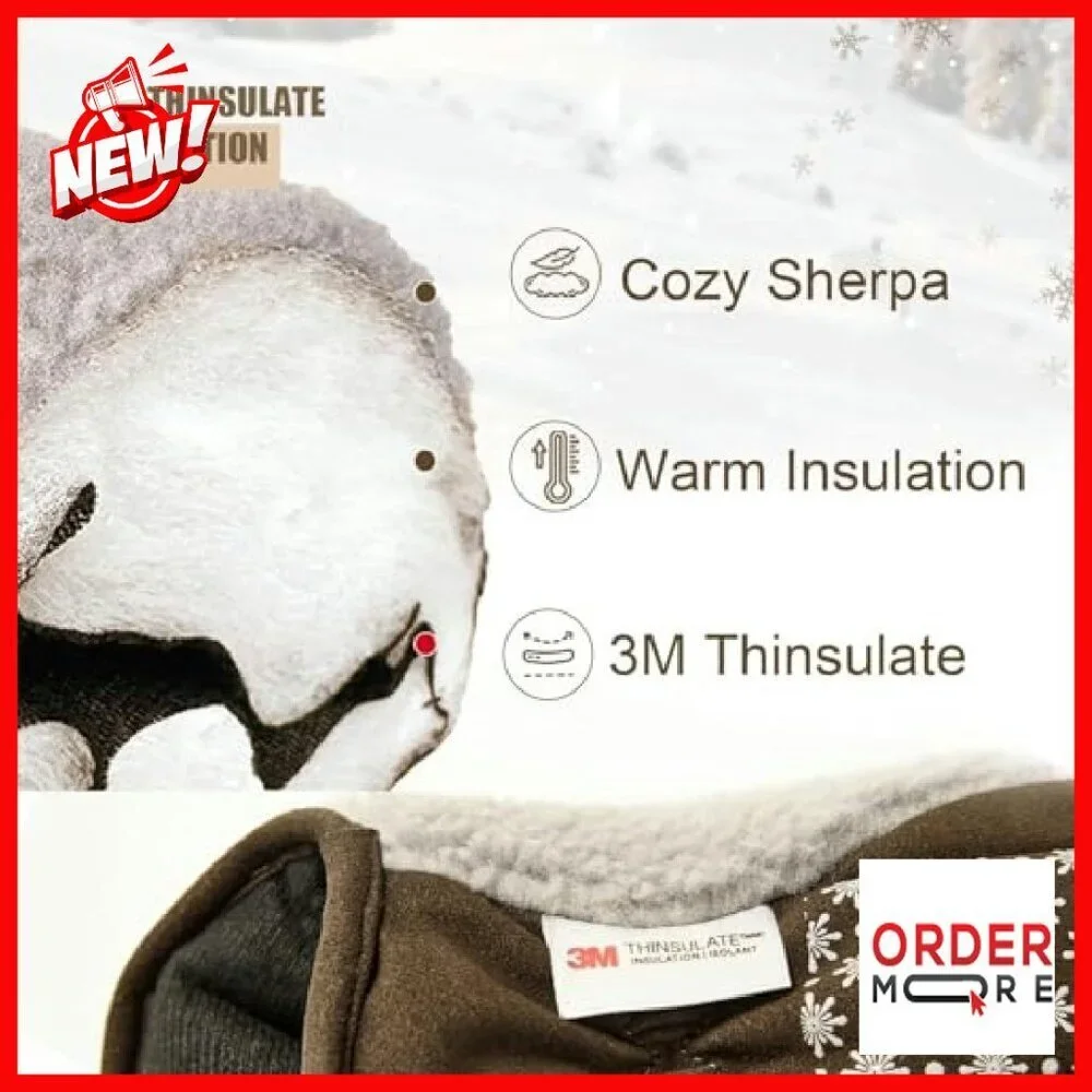 Women's Sherpa Gloves with 3M Thinsulate Insulation Anti-Slip Grip